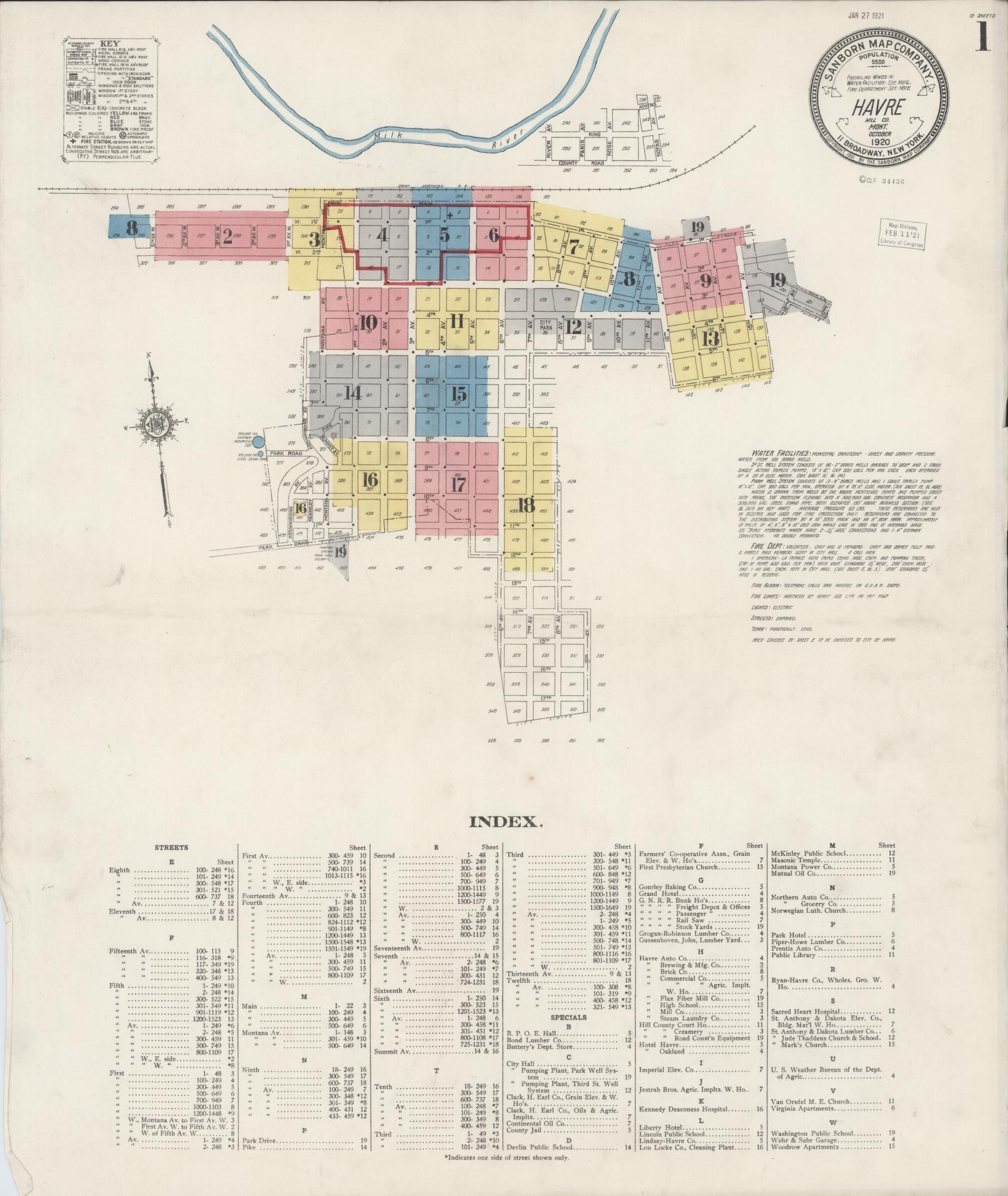 Sanborn Fire Insurance Map from Havre, Hill County, Montana (1920), Sheet #0001 - Complete Map Set gallery image, historic Sanborn map, vintage wall art, Montana Montana