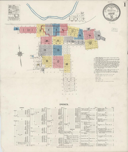 Sanborn Fire Insurance Map from Havre, Hill County, Montana (1920), Sheet #0001 - Complete Map Set gallery image, historic Sanborn map, vintage wall art, Montana Montana