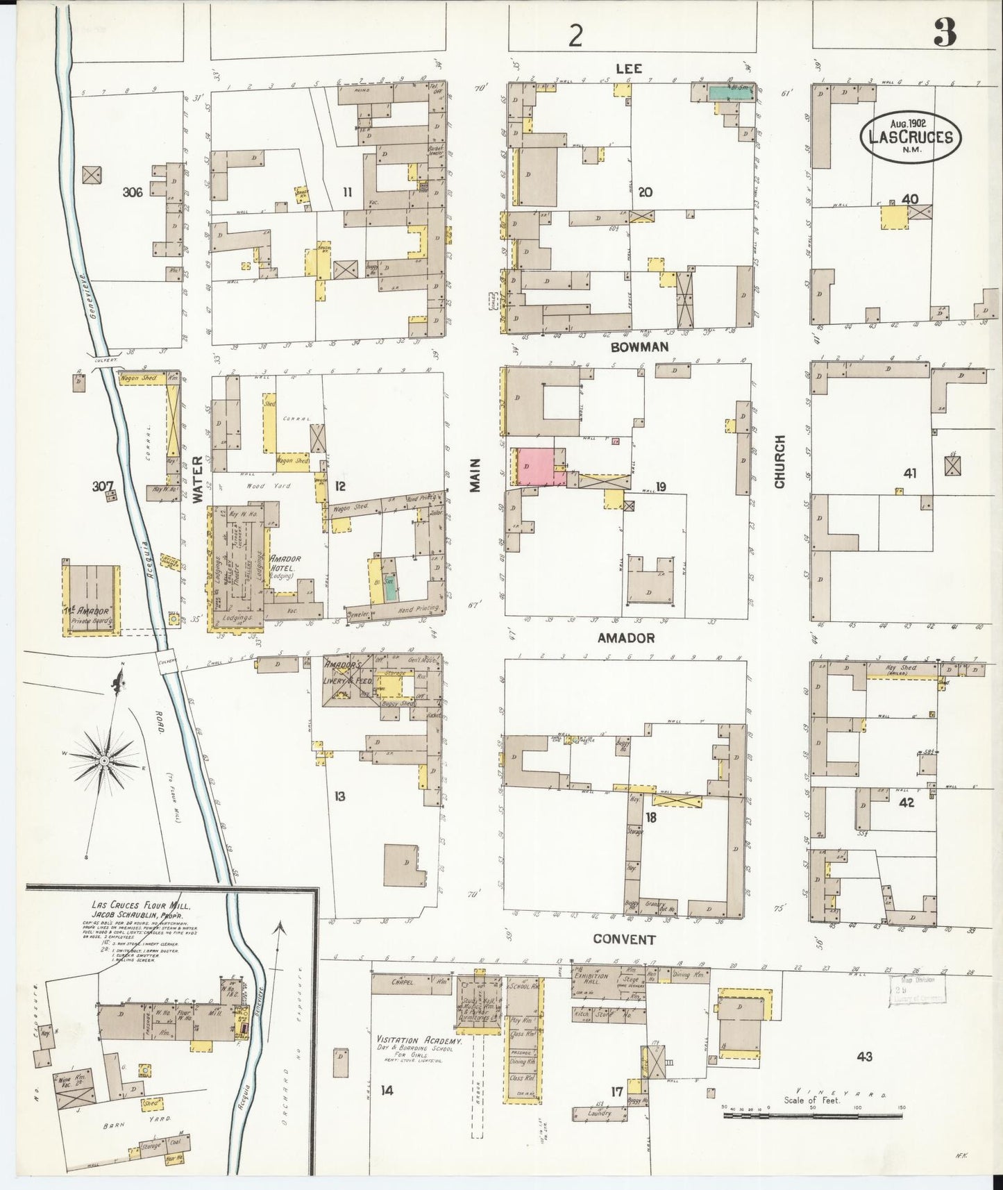 Sanborn Fire Insurance Map from Las Cruces, Dona Ana County, New Mexico (1902), Sheet #0003 - Complete Map Set gallery image, historic Sanborn map, vintage wall art, New Mexico New Mexico