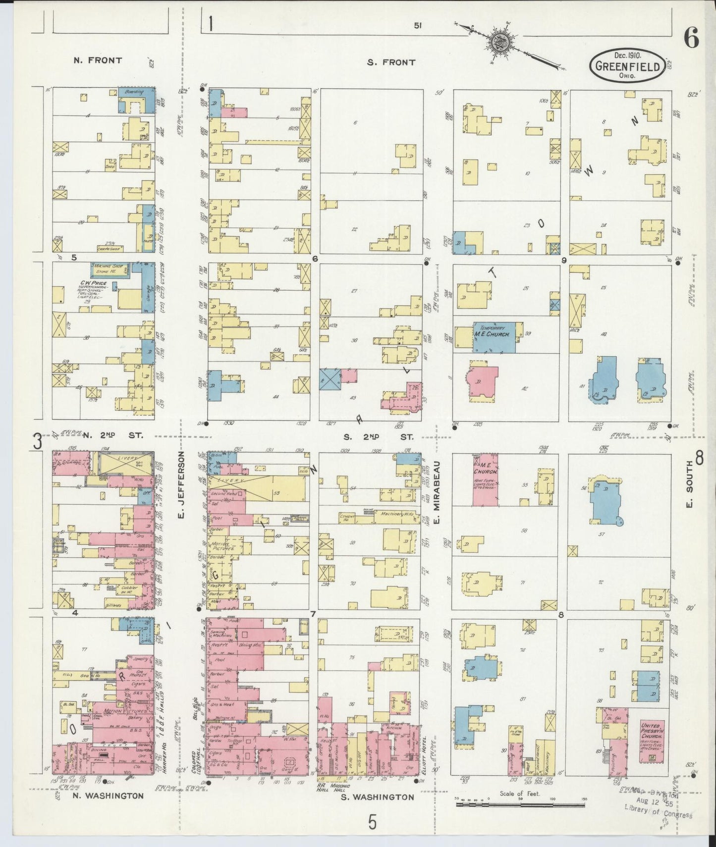 Sanborn Fire Insurance Map from Greenfield, Highland County, Ohio (1910), Sheet #0006 - Historic Sanborn Fire Insurance Map Print, vintage old map wall art, antique decor, genealogy gift, Ohio Ohio map