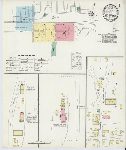 Sanborn Fire Insurance Map from Bluefield, Mercer County, West Virginia. (1897) – Historic Sanborn Fire Insurance Map Print
