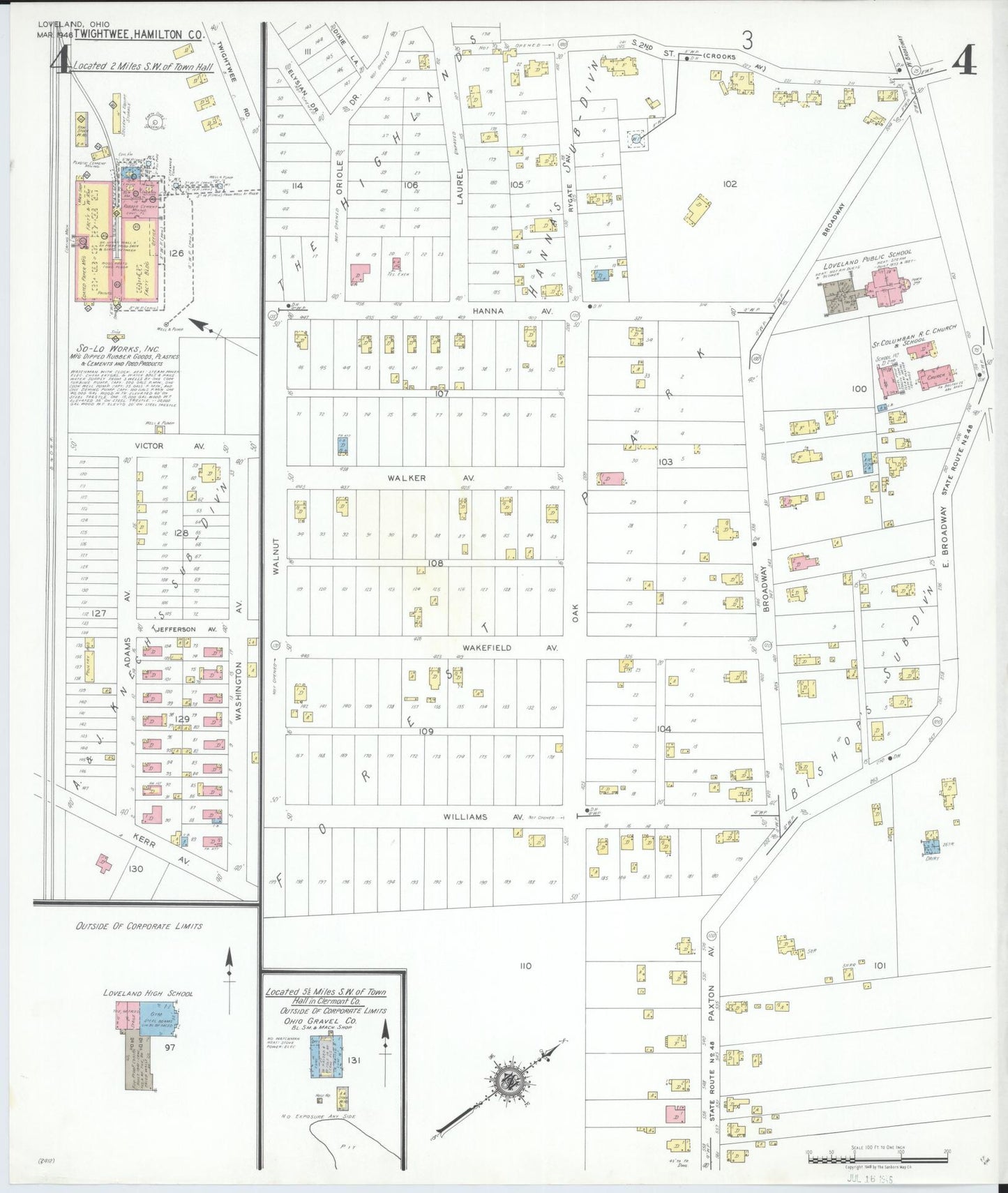Sanborn Fire Insurance Map from Loveland, Clermont, Hamilton, And Warren County, Ohio (1946), Sheet #0004 - Historic Sanborn Fire Insurance Map Print, vintage old map wall art, antique decor, genealogy gift, Ohio Ohio map