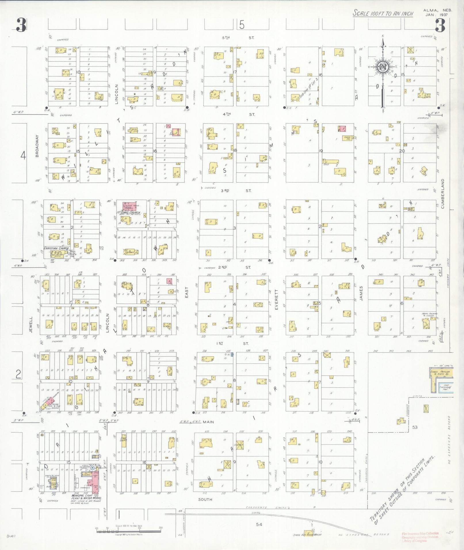 Sanborn Fire Insurance Map from Alma, Harlan County, Nebraska (1937), Sheet #0003 - Historic Sanborn Fire Insurance Map Print, vintage old map wall art, antique decor, genealogy gift, Nebraska Nebraska map