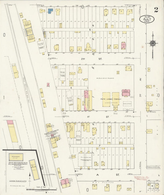 Sanborn Fire Insurance Map from Ault, Weld County, Colorado (1921), Sheet #0002 - Historic Sanborn Fire Insurance Map Print, vintage old map wall art, antique decor, genealogy gift, Colorado Colorado map