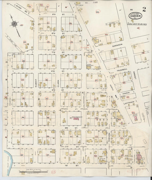 Sanborn Fire Insurance Map from Darien, McIntosh County, Georgia (1940), Sheet #0002 - Historic Sanborn Fire Insurance Map Print, vintage old map wall art, antique decor, genealogy gift, Georgia Georgia map