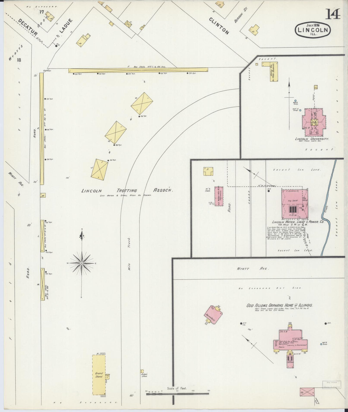 Sanborn Fire Insurance Map from Lincoln, Logan County, Illinois (1896), Sheet #0014 - Complete Map Set gallery image, historic Sanborn map, vintage wall art, Illinois Illinois