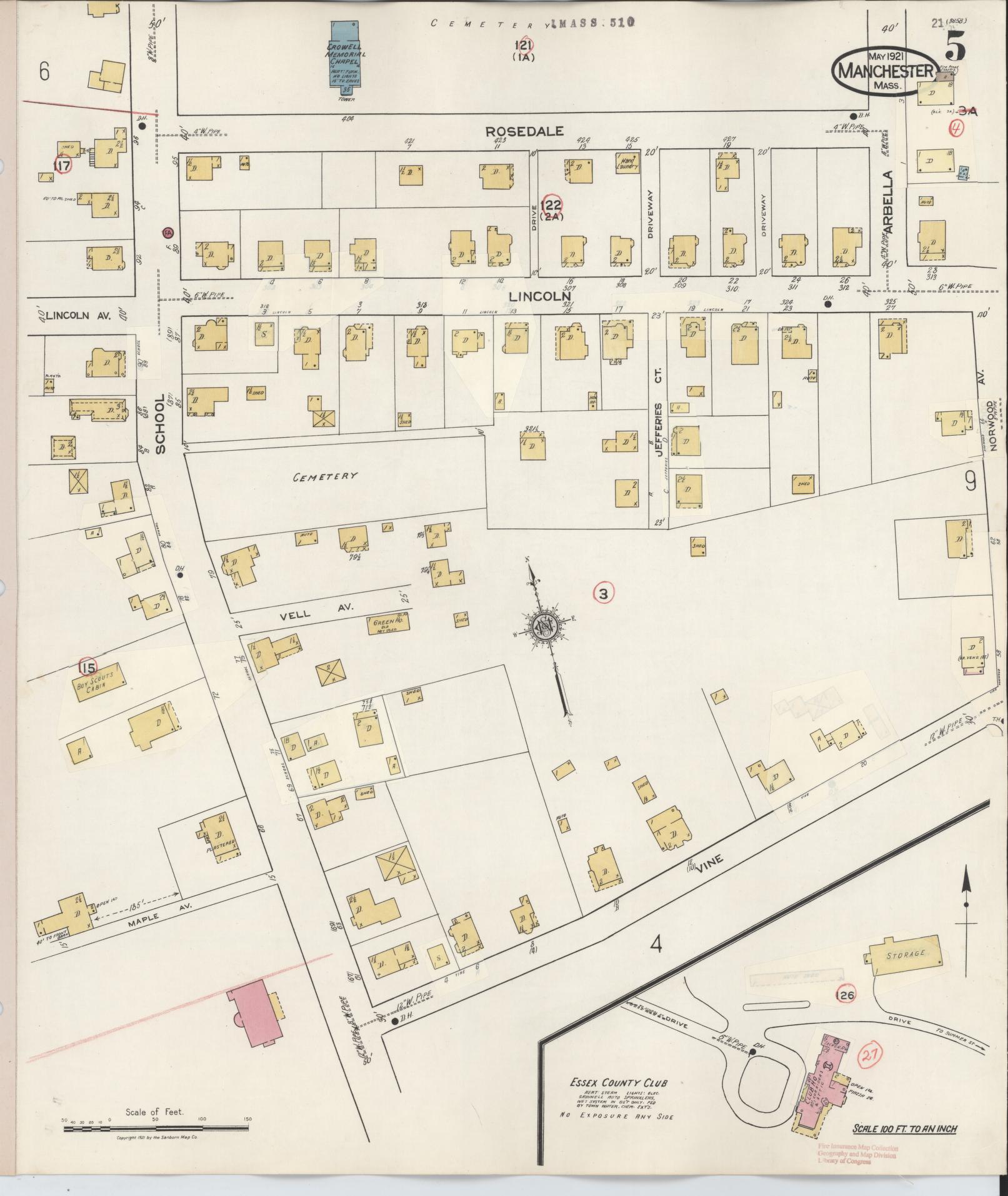 Sanborn Fire Insurance Map from Manchester, Essex County, Massachusetts (1941), Sheet #0005 - Complete Map Set gallery image, historic Sanborn map, vintage wall art, Massachusetts Massachusetts