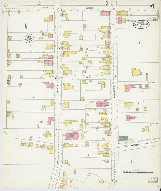 Queen Anne's, Maryland - 1903 - Sanborn Fire Insurance Map, Sheet #0004 - Historic Sanborn Fire Insurance Map Print, Queen Anne's Maryland 1903 0004 vintage old map wall art