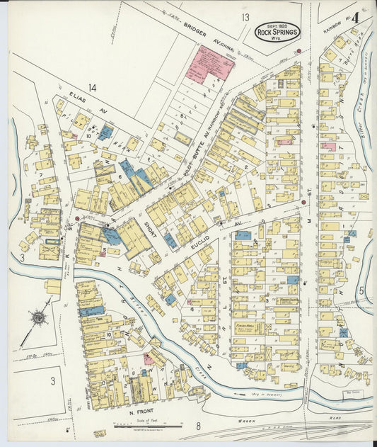 Sanborn Fire Insurance Map from Rock Springs, Sweetwater County, Wyoming (1920), Sheet #0004 - Historic Sanborn Fire Insurance Map Print, vintage old map wall art, antique decor, genealogy gift, Wyoming Wyoming map
