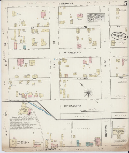 Sanborn Fire Insurance Map from New Ulm, Brown County, Minnesota (1884), Sheet #0005 - Historic Sanborn Fire Insurance Map Print, vintage old map wall art, antique decor, genealogy gift, Minnesota Minnesota map