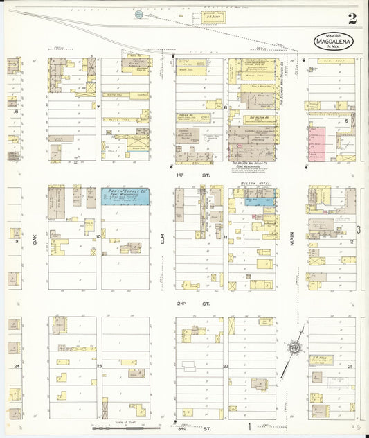 Sanborn Fire Insurance Map from Magdalena, Socorro County, New Mexico (1913), Sheet #0002 - Historic Sanborn Fire Insurance Map Print, vintage old map wall art, antique decor, genealogy gift, New Mexico New Mexico map