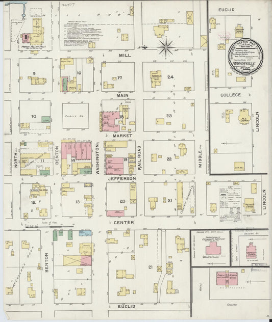 Sanborn Fire Insurance Map from Marionville, Lawrence County, Missouri (1894), Sheet #0001 - Historic Sanborn Fire Insurance Map Print, vintage old map wall art, antique decor, genealogy gift, Missouri Missouri map