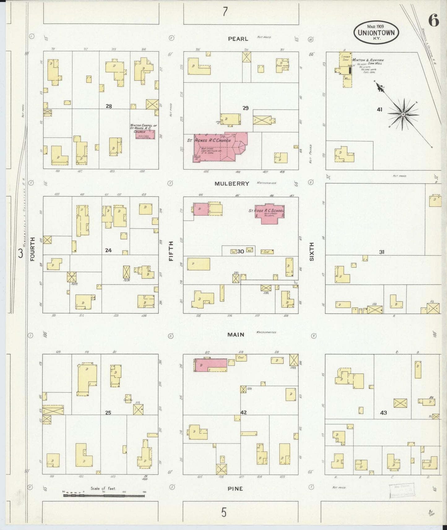 Sanborn Fire Insurance Map from Uniontown, Union County, Kentucky (1909), Sheet #0006 - Complete Map Set gallery image, historic Sanborn map, vintage wall art, Kentucky Kentucky