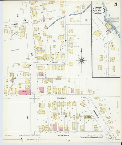 Sanborn Fire Insurance Map from Nelsonville, Athens County, Ohio (1907), Sheet #0003 - Historic Sanborn Fire Insurance Map Print, vintage old map wall art, antique decor, genealogy gift, Ohio Ohio map