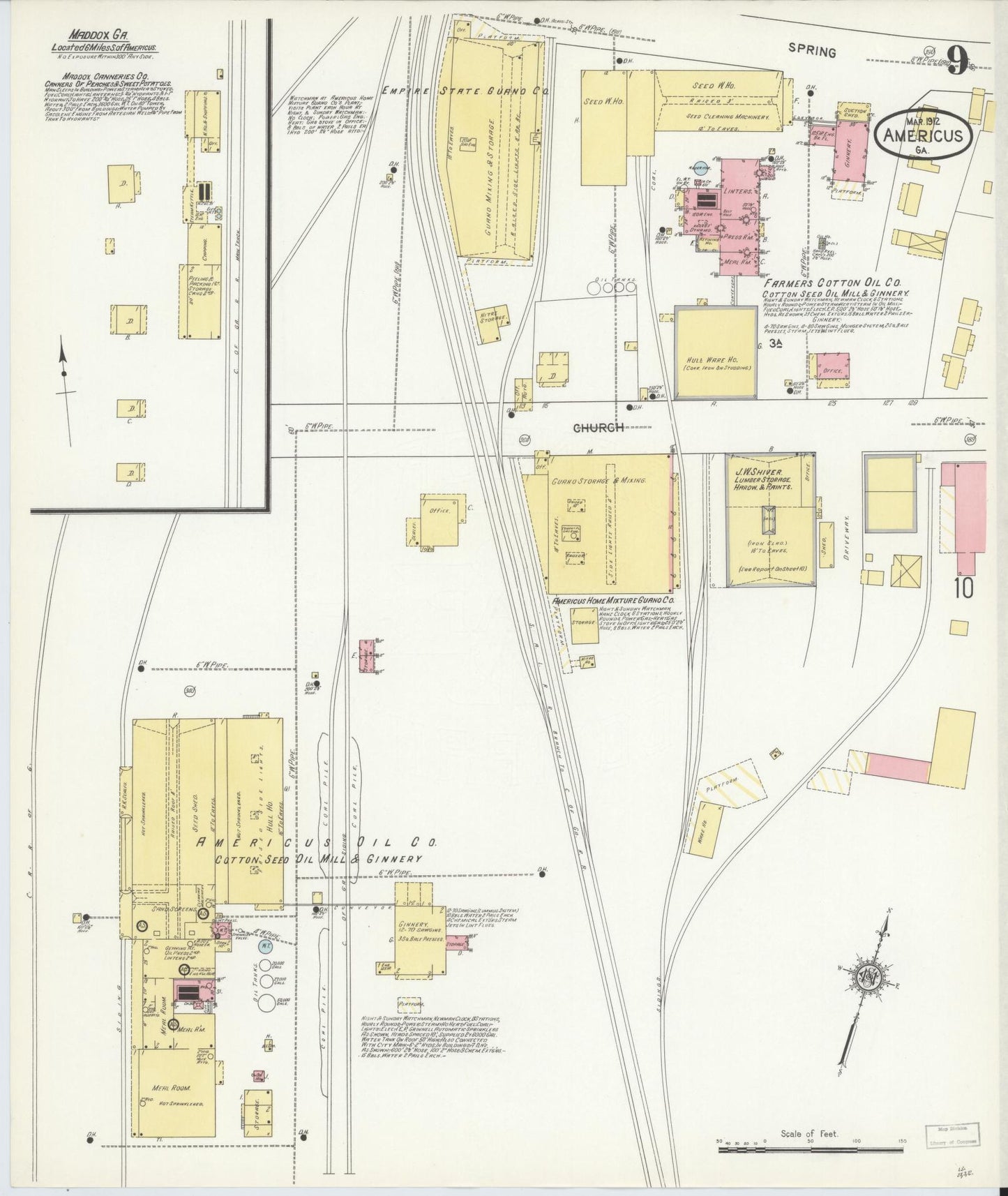 Sanborn Fire Insurance Map from Americus, Sumter County, Georgia (1912), Sheet #0009 - Complete Map Set gallery image, historic Sanborn map, vintage wall art, Georgia Georgia