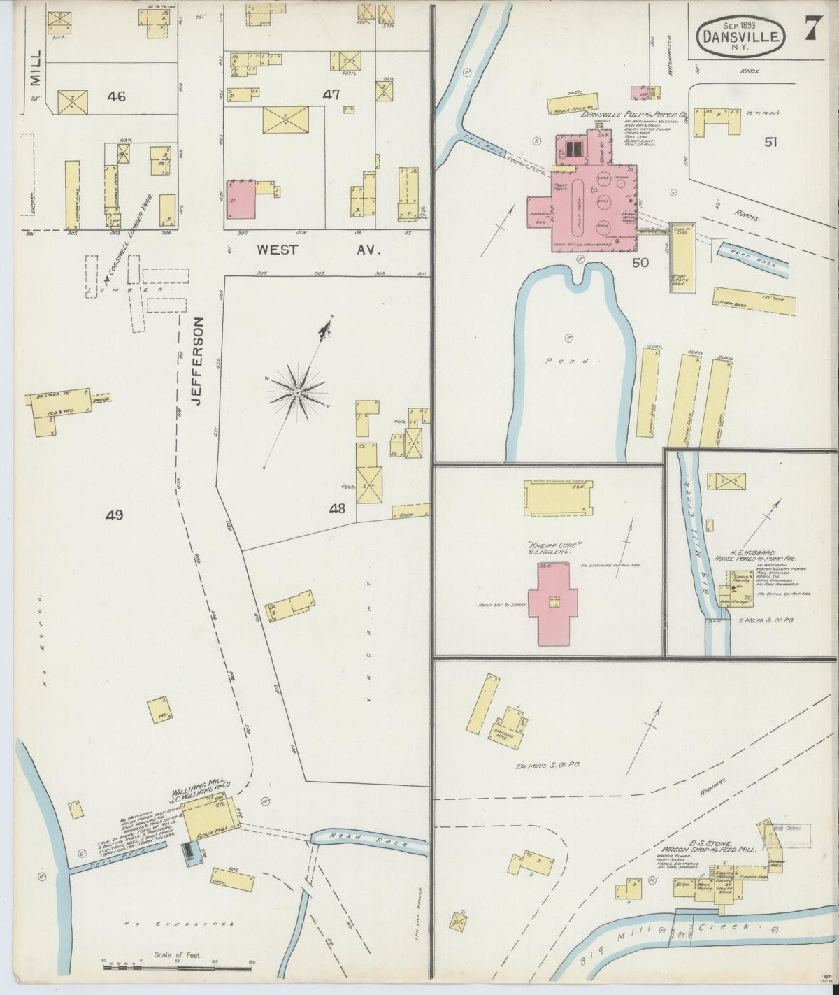 Sanborn Fire Insurance Map from Dansville, Livingston County, New York (1893), Sheet #0007 - Complete Map Set gallery image, historic Sanborn map, vintage wall art, New York New York