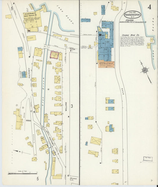 Sanborn Fire Insurance Map from Hammondsport, Steuben County, New York (1913), Sheet #0004 - Historic Sanborn Fire Insurance Map Print, vintage old map wall art, antique decor, genealogy gift, New York New York map