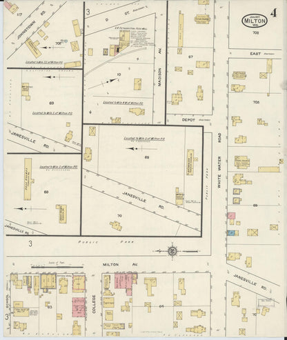 Sanborn Fire Insurance Map from Milton, Rock County, Wisconsin (1917), Sheet #0004 - Complete Map Set gallery image, historic Sanborn map, vintage wall art, Wisconsin Wisconsin