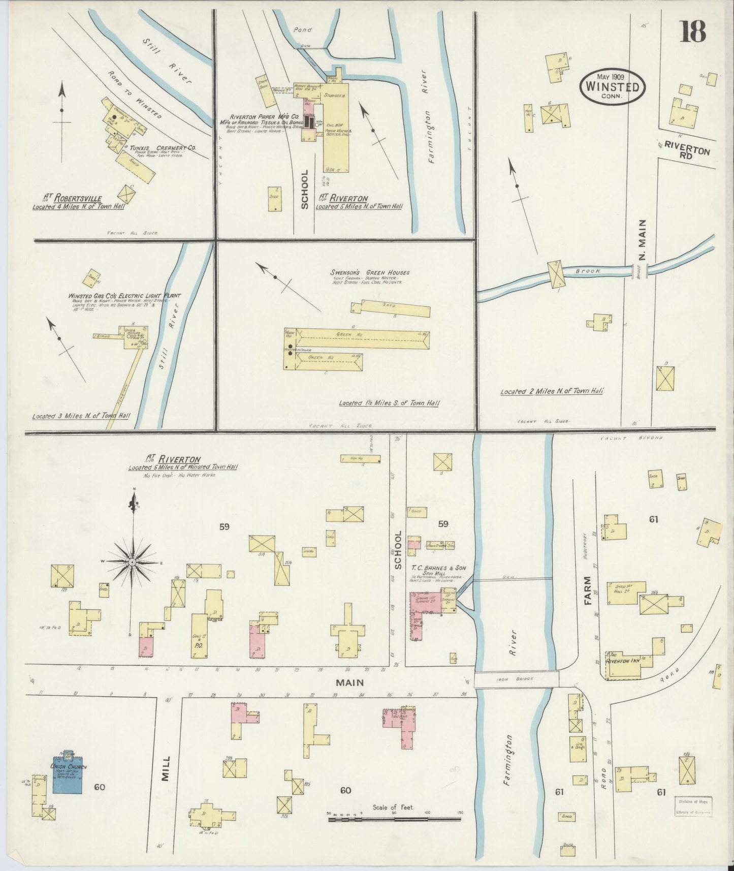 Sanborn Fire Insurance Map from Winsted, Litchfield County, Connecticut (1909), Sheet #0018 - Complete Map Set gallery image, historic Sanborn map, vintage wall art, Connecticut Connecticut