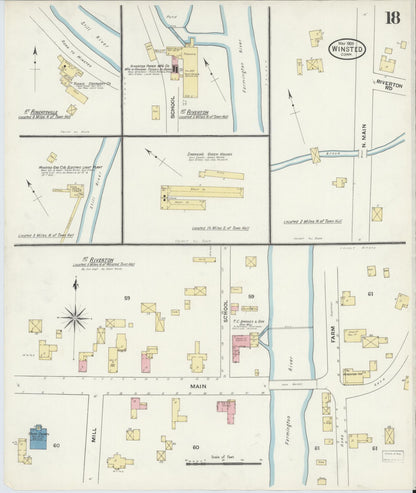 Sanborn Fire Insurance Map from Winsted, Litchfield County, Connecticut (1909), Sheet #0018 - Complete Map Set gallery image, historic Sanborn map, vintage wall art, Connecticut Connecticut