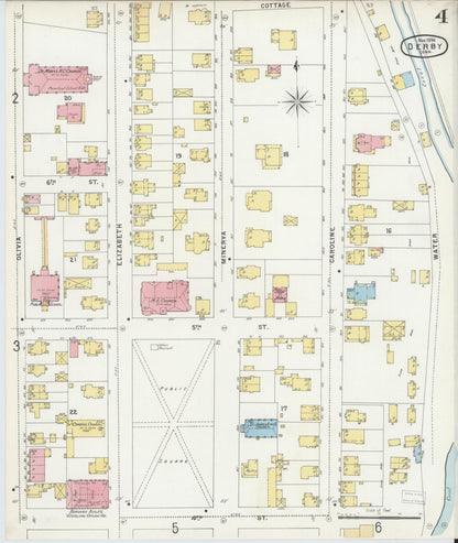 Sanborn Fire Insurance Map from Derby, New Haven County, Connecticut (1896), Sheet #0004 - Complete Map Set gallery image, historic Sanborn map, vintage wall art, Connecticut Connecticut