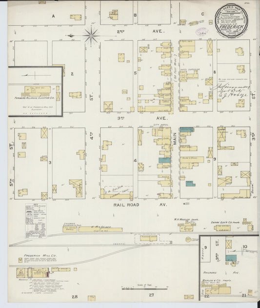 Sanborn Fire Insurance Map from Frederick, Brown County, South Dakota (1893), Sheet #0001 - Historic Sanborn Fire Insurance Map Print, vintage old map wall art, antique decor, genealogy gift, South Dakota South Dakota map