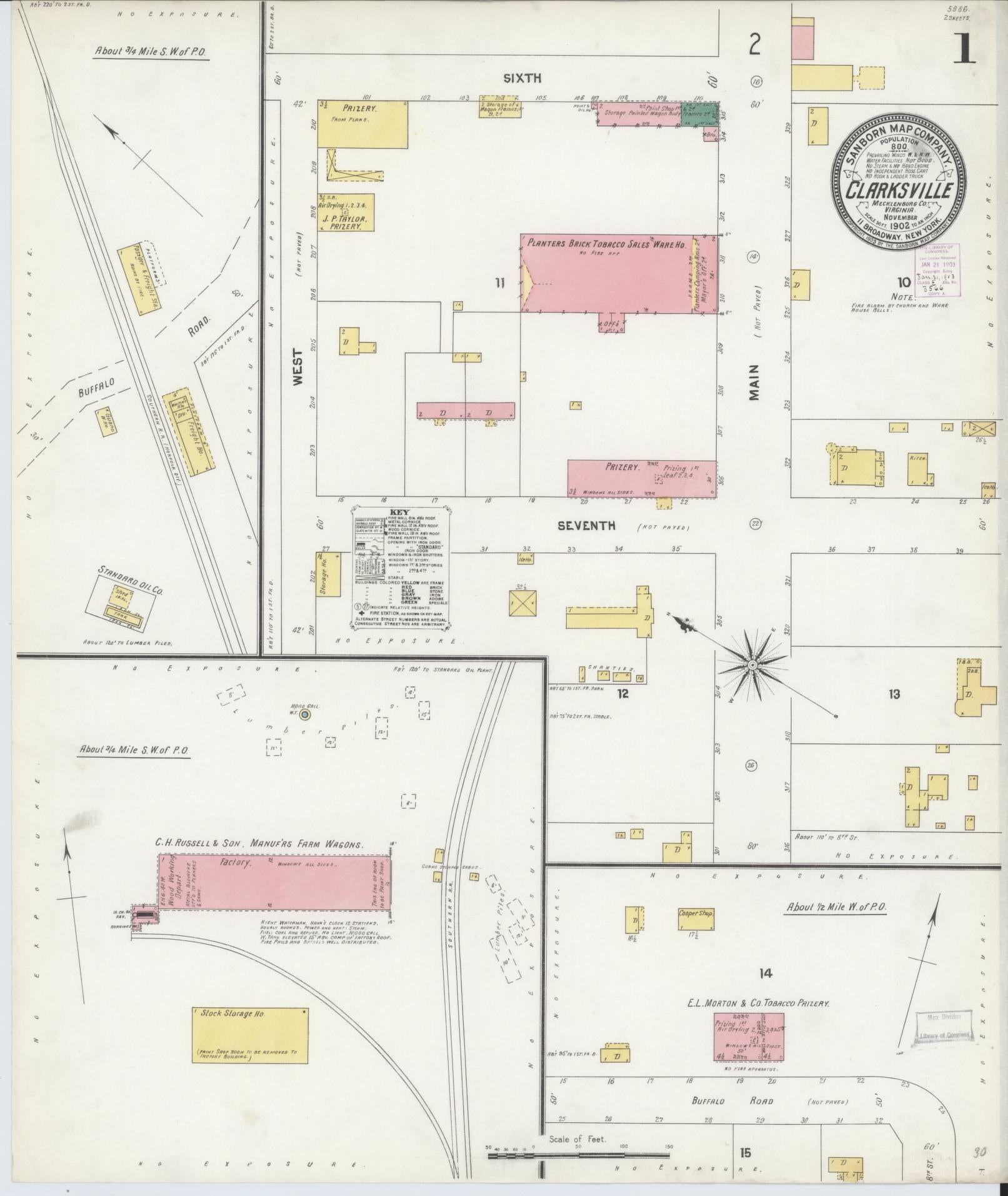Sanborn Fire Insurance Map from Clarksville, Mecklenburg County, Virginia. (1902) – Historic Sanborn Fire Insurance Map Print