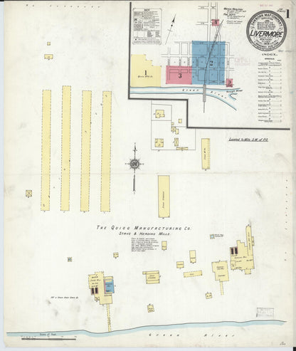 Sanborn Fire Insurance Map from Livermore, Mclean County, Kentucky (1909), Sheet #0001 - Complete Map Set gallery image, historic Sanborn map, vintage wall art, Kentucky Kentucky