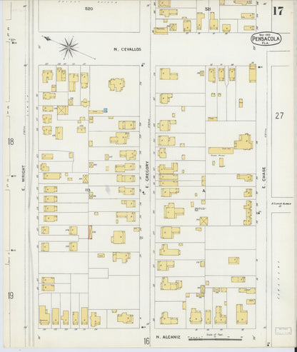 Sanborn Fire Insurance Map from Pensacola, Escambia County, Florida (1903), Sheet #0017 - Complete Map Set gallery image, historic Sanborn map, vintage wall art, Florida Florida