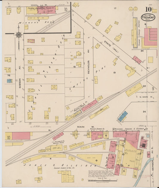 Sanborn Fire Insurance Map from Fremont, Newaygo County, Michigan (1921), Sheet #0010 - Historic Sanborn Fire Insurance Map Print, vintage old map wall art, antique decor, genealogy gift, Michigan Michigan map