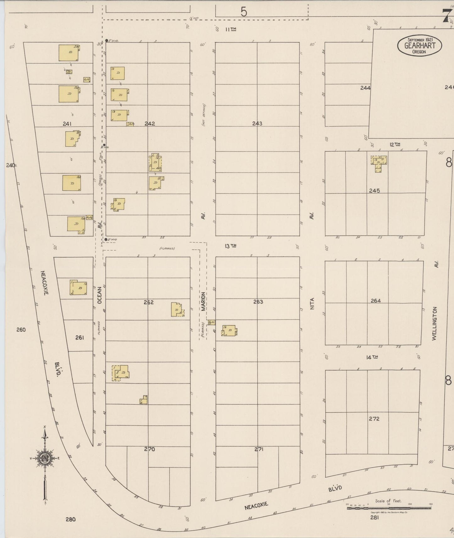 Sanborn Fire Insurance Map from Gearhart, Clatsop County, Oregon (1921), Sheet #0007 - Complete Map Set gallery image, historic Sanborn map, vintage wall art, Oregon Oregon