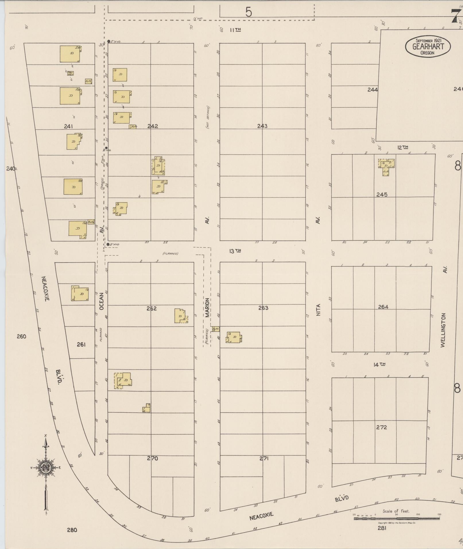 Sanborn Fire Insurance Map from Gearhart, Clatsop County, Oregon (1921), Sheet #0007 - Complete Map Set gallery image, historic Sanborn map, vintage wall art, Oregon Oregon