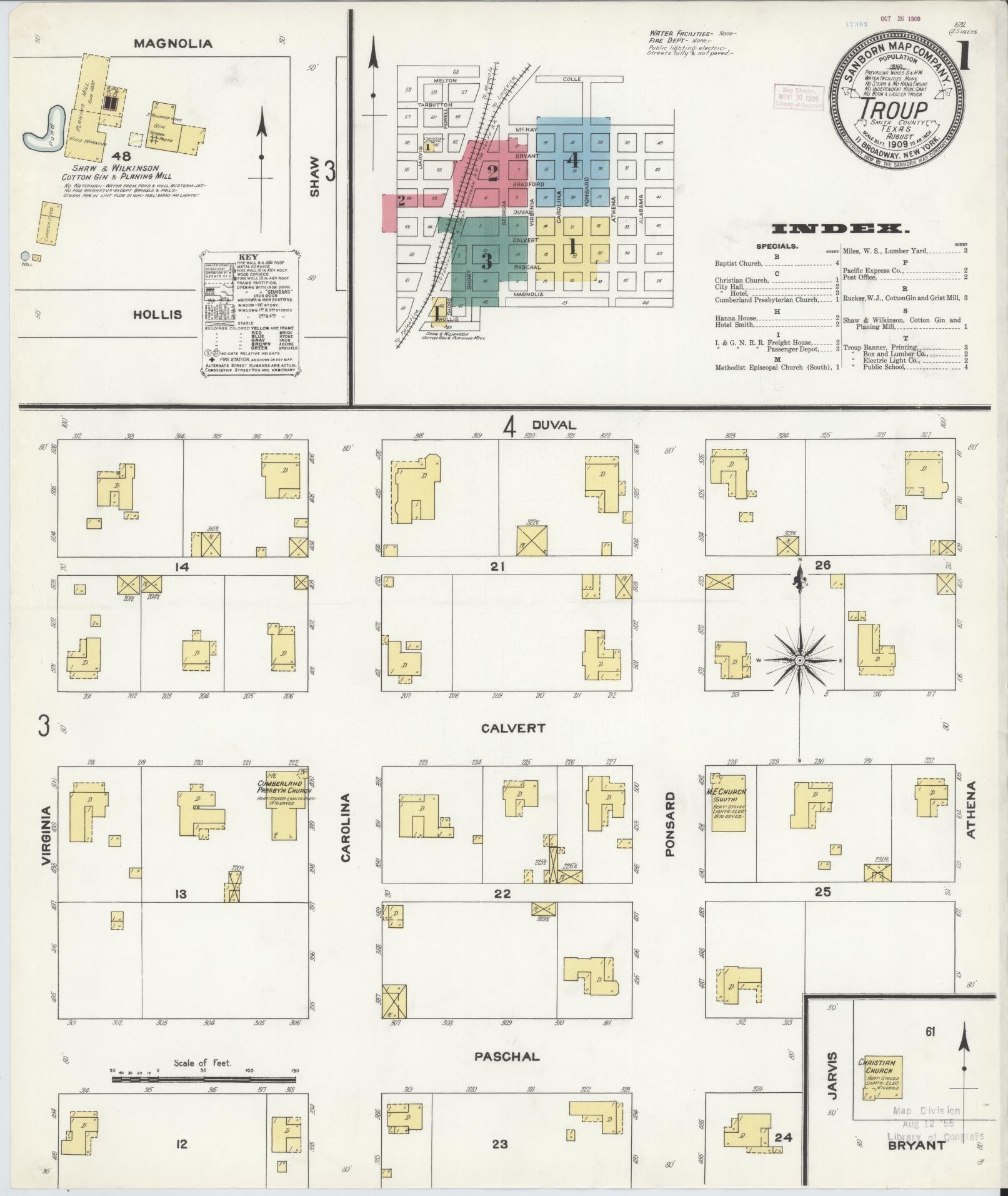Sanborn Fire Insurance Map from Troup, Smith County, Texas. (1909) – Historic Sanborn Fire Insurance Map Print