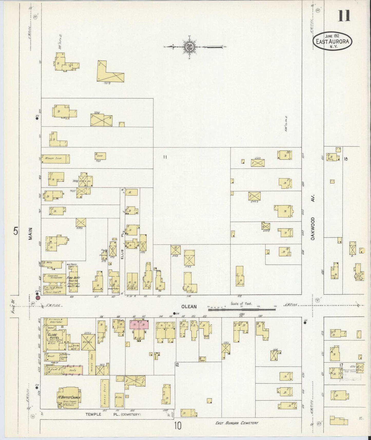 Sanborn Fire Insurance Map from East Aurora, Erie County, New York (1912), Sheet #0011 - Complete Map Set gallery image, historic Sanborn map, vintage wall art, New York New York