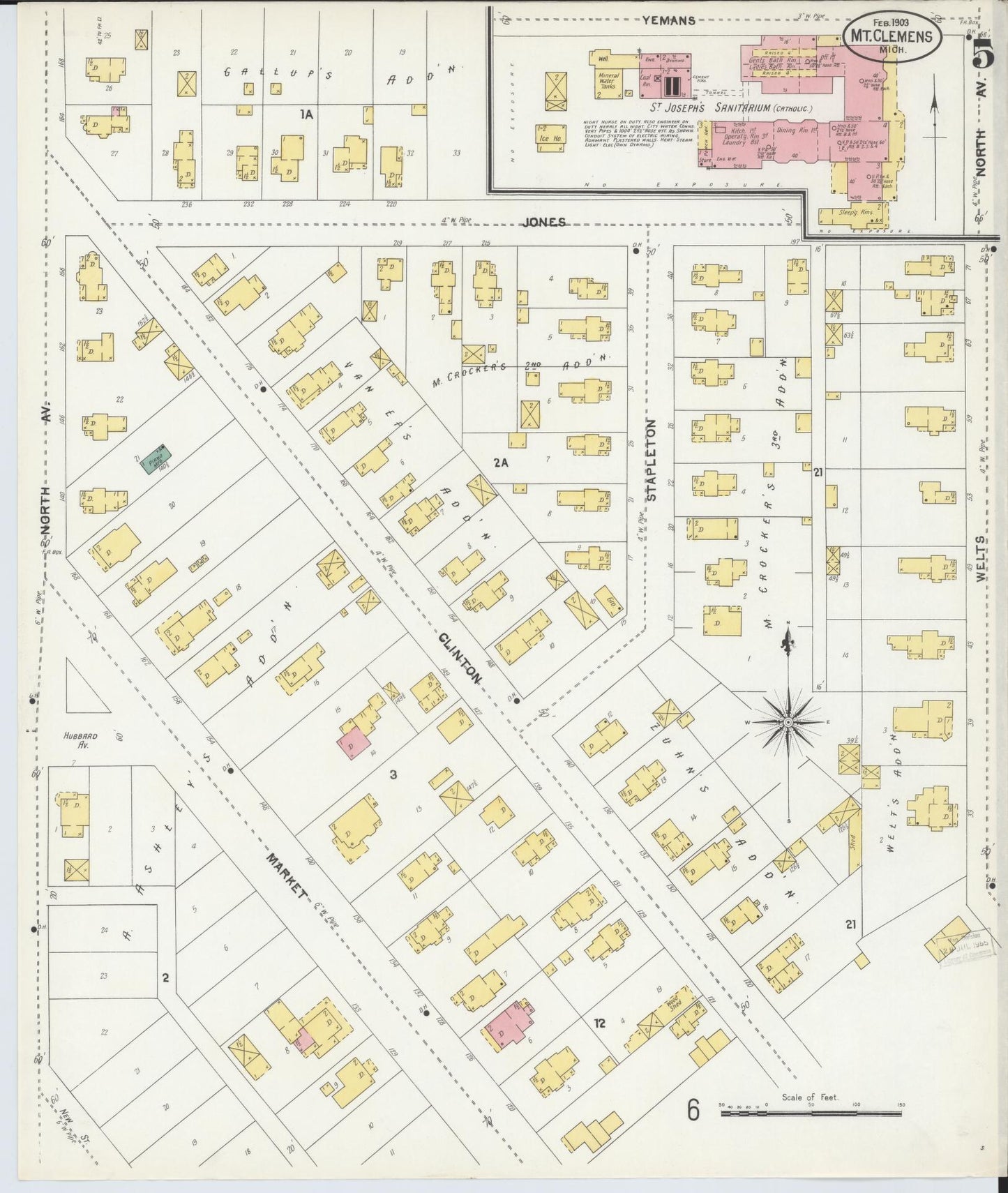 Sanborn Fire Insurance Map from Mount Clemens, Macomb County, Michigan (1903), Sheet #0005 - Complete Map Set gallery image, historic Sanborn map, vintage wall art, Michigan Michigan