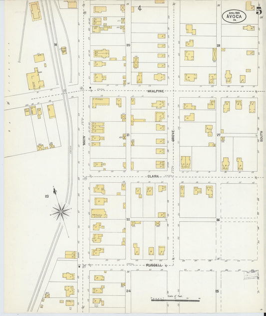 Sanborn Fire Insurance Map from Avoca, Luzerne County, Pennsylvania (1903), Sheet #0005 - Historic Sanborn Fire Insurance Map Print, vintage old map wall art, antique decor, genealogy gift, Pennsylvania Pennsylvania map