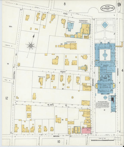 Sanborn Fire Insurance Map from Saint Augustine, Saint John's County, Florida (1904), Sheet #0009 - Complete Map Set gallery image, historic Sanborn map, vintage wall art, Florida Florida