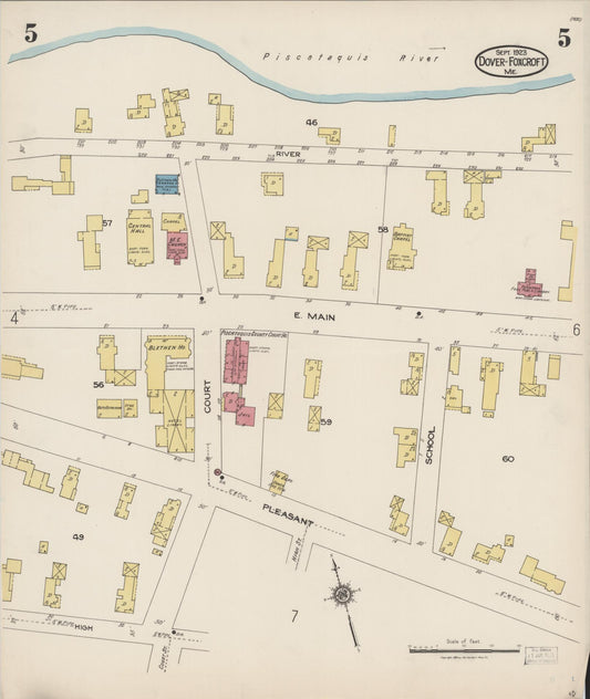 Sanborn Fire Insurance Map from Dover, Piscataguis County, Maine (1923), Sheet #0005 - Historic Sanborn Fire Insurance Map Print, vintage old map wall art, antique decor, genealogy gift, Maine Maine map