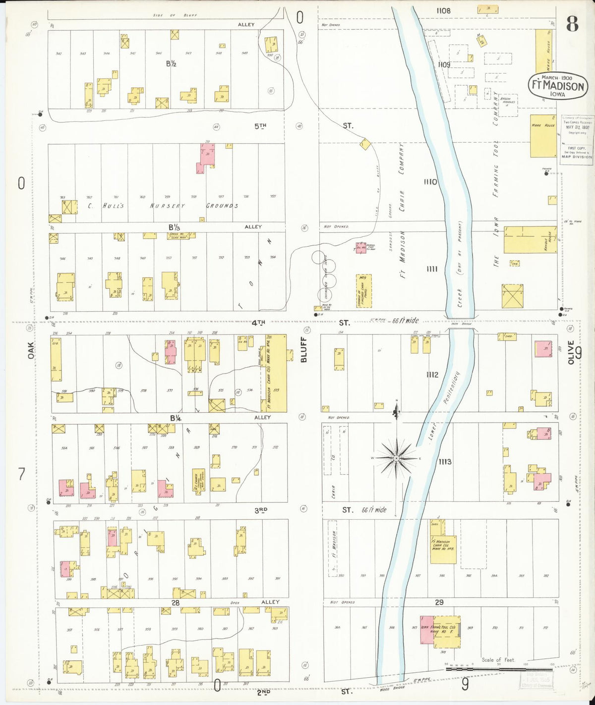 Sanborn Fire Insurance Map from Fort Madison, Lee County, Iowa (1900), Sheet #0008 - Historic Sanborn Fire Insurance Map Print