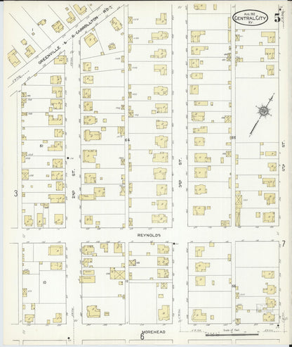 Sanborn Fire Insurance Map from Central City, Mublenberg County, Kentucky (1912), Sheet #0005 - Complete Map Set gallery image, historic Sanborn map, vintage wall art, Kentucky Kentucky