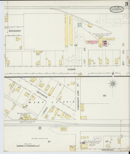Sanborn Fire Insurance Map from Leipsic, Putnam County, Ohio (1893), Sheet #0003 - Historic Sanborn Fire Insurance Map Print, vintage old map wall art, antique decor, genealogy gift, Ohio Ohio map