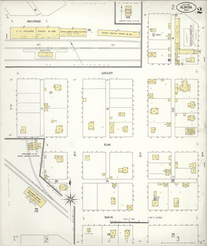 Sanborn Fire Insurance Map from Almira, Lincoln County, Washington (1909), Sheet #0002 - Complete Map Set gallery image, historic Sanborn map, vintage wall art, Washington Washington