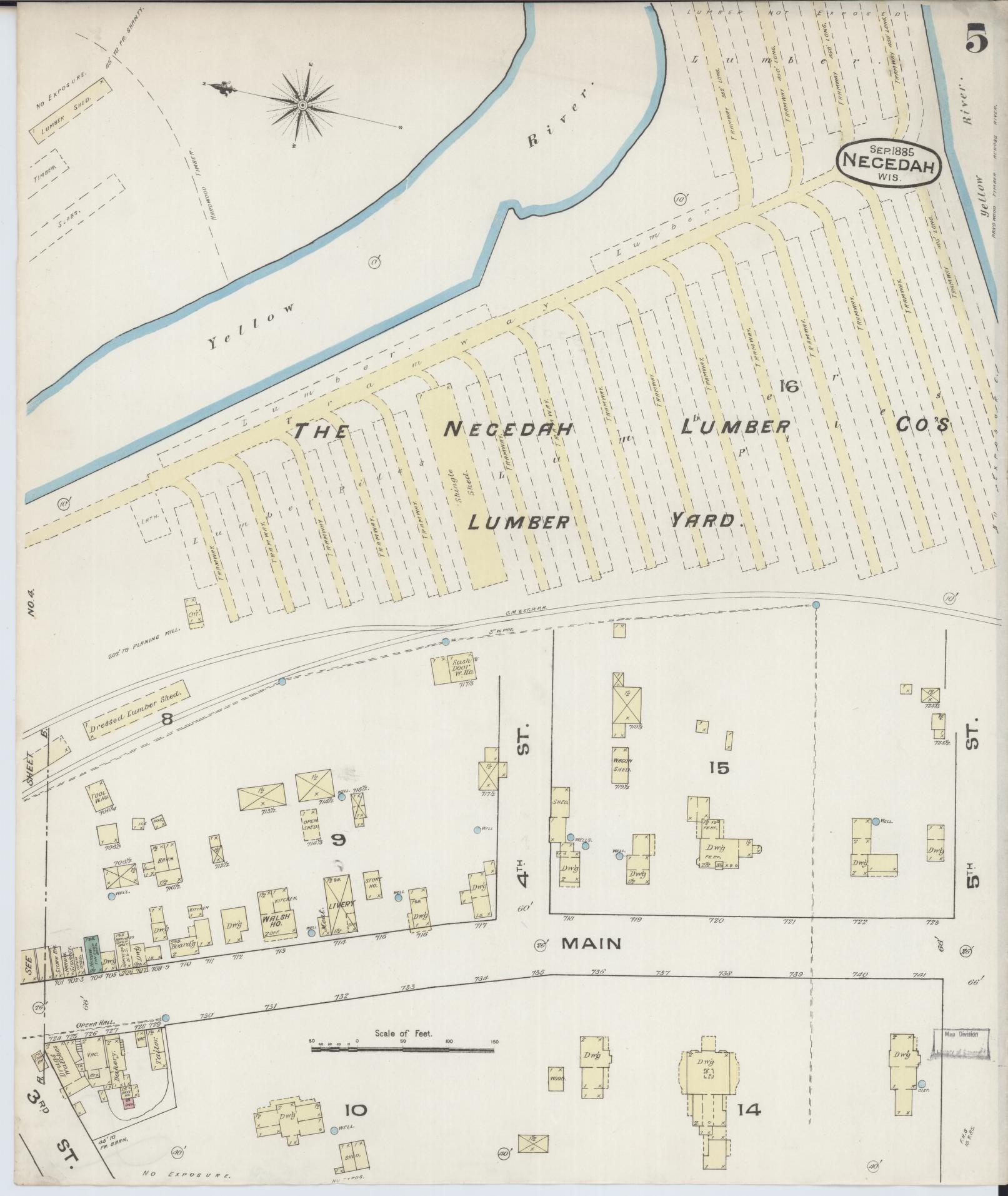 Sanborn Fire Insurance Map from Necedah, Juneau County, Wisconsin (1885), Sheet #0005 - Complete Map Set gallery image, historic Sanborn map, vintage wall art, Wisconsin Wisconsin