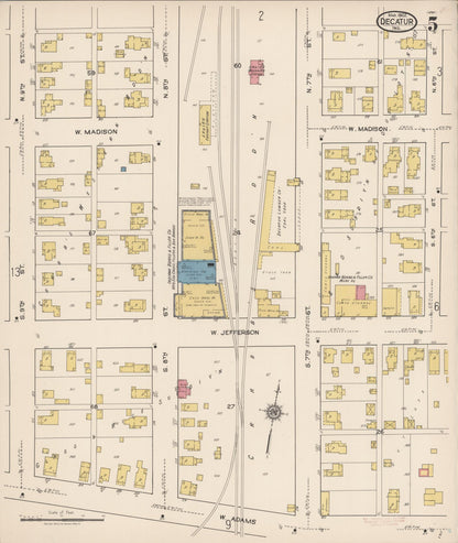 Sanborn Fire Insurance Map from Decatur, Adams County, Indiana (1922), Sheet #0005 - Historic Sanborn Fire Insurance Map Print, vintage old map wall art, antique decor, genealogy gift, Indiana Indiana map