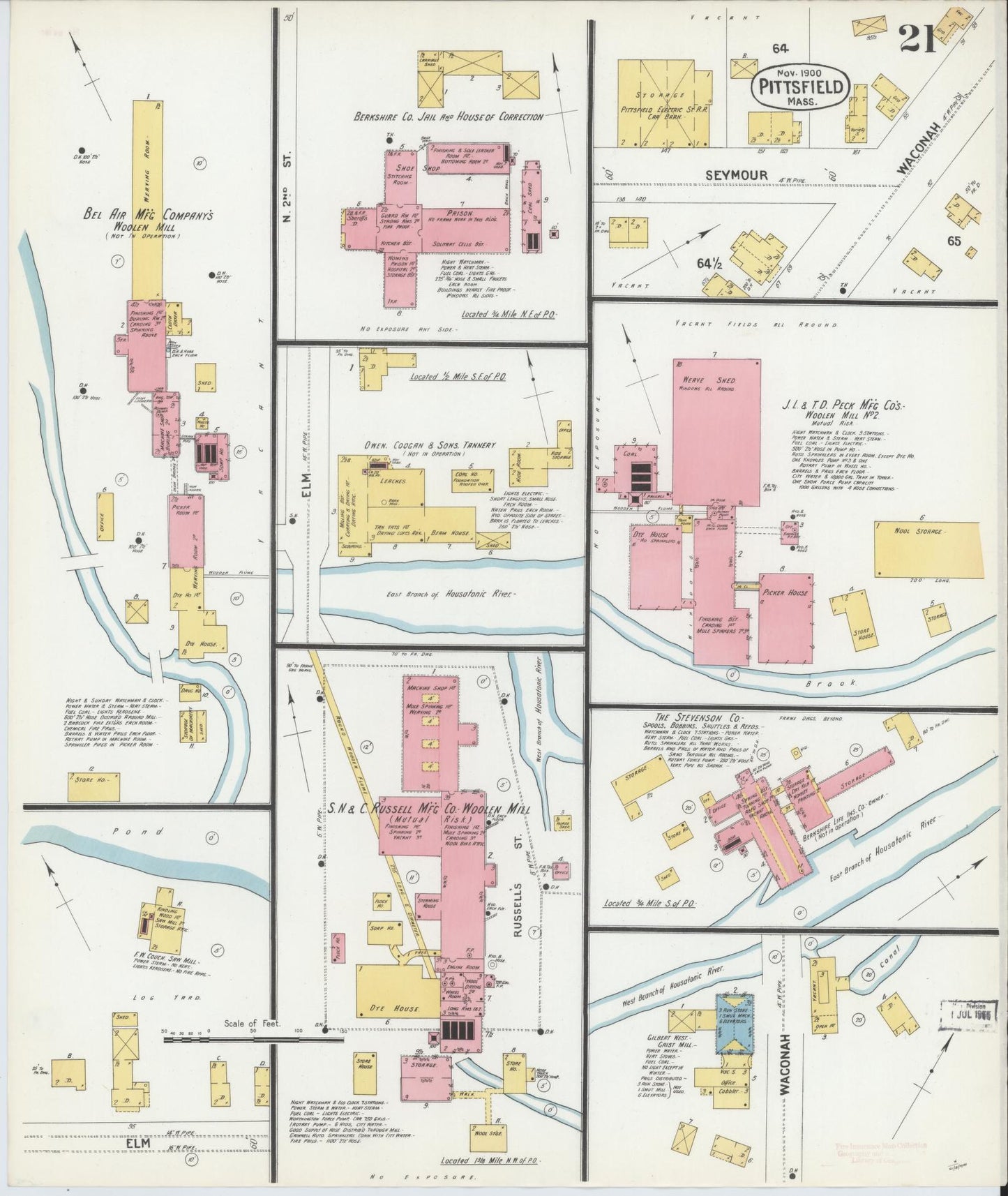 Sanborn Fire Insurance Map from Pittsfield, Berkshire County, Massachusetts (1900), Sheet #0021 - Complete Map Set gallery image, historic Sanborn map, vintage wall art, Massachusetts Massachusetts