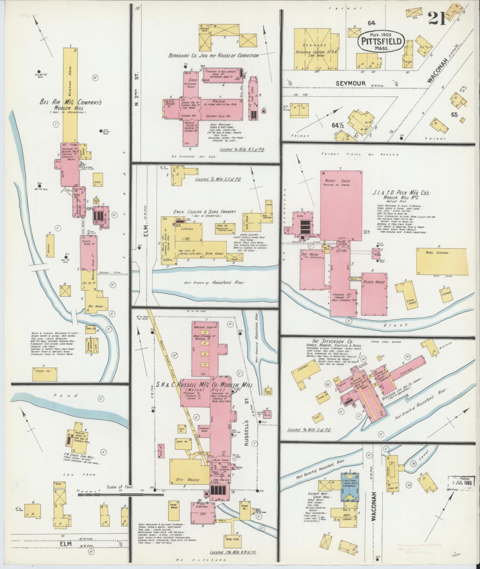 Sanborn Fire Insurance Map from Pittsfield, Berkshire County, Massachusetts (1900), Sheet #0021 - Complete Map Set gallery image, historic Sanborn map, vintage wall art, Massachusetts Massachusetts