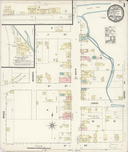 Sanborn Fire Insurance Map from Waitsburg, Walla Walla County, Washington (1891), Sheet #0001 - Complete Map Set gallery image, historic Sanborn map, vintage wall art, Washington Washington