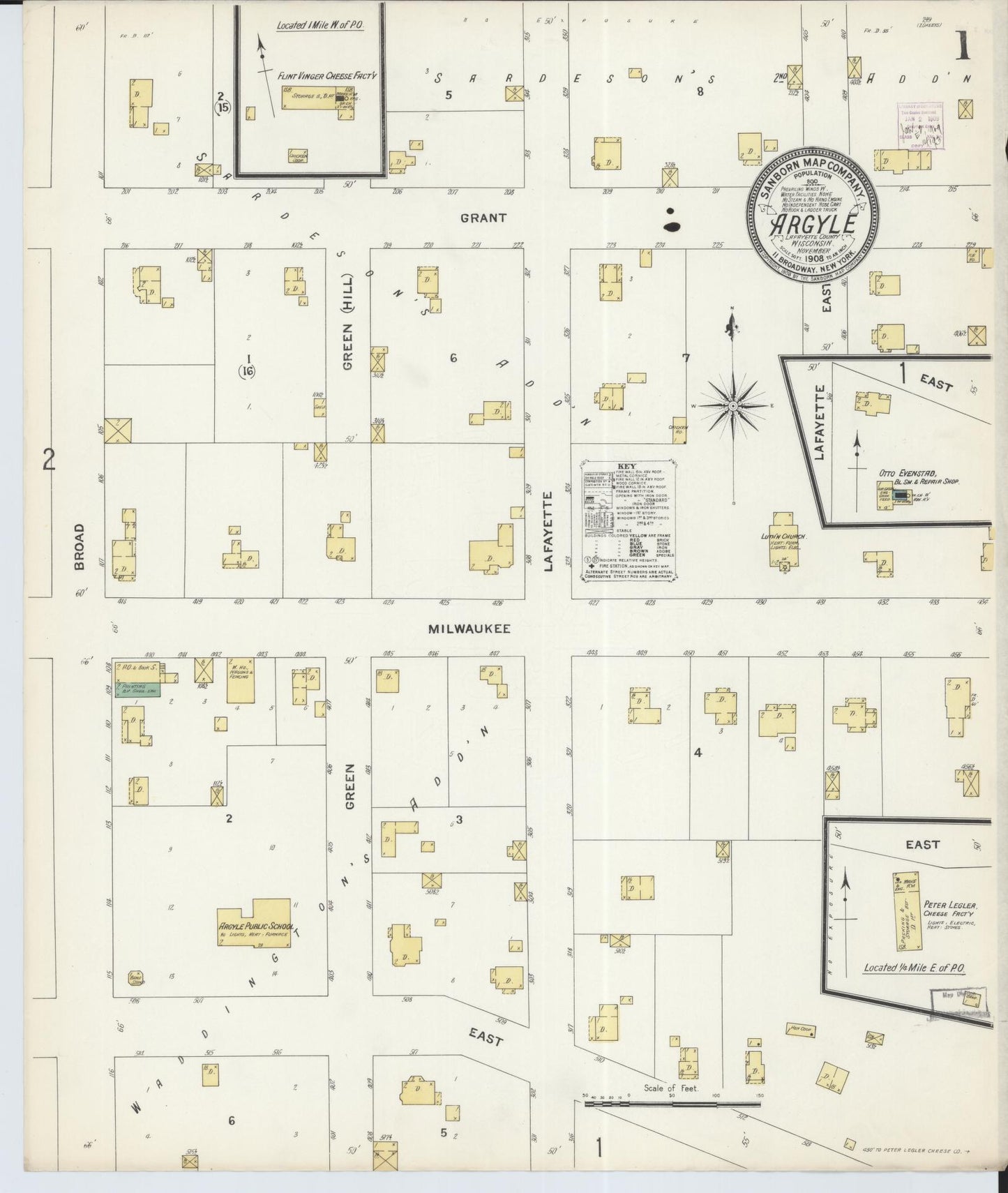 Sanborn Fire Insurance Map from Argyle, Lafayette County, Wisconsin (1908), Sheet #0001 - Complete Map Set gallery image, historic Sanborn map, vintage wall art, Wisconsin Wisconsin