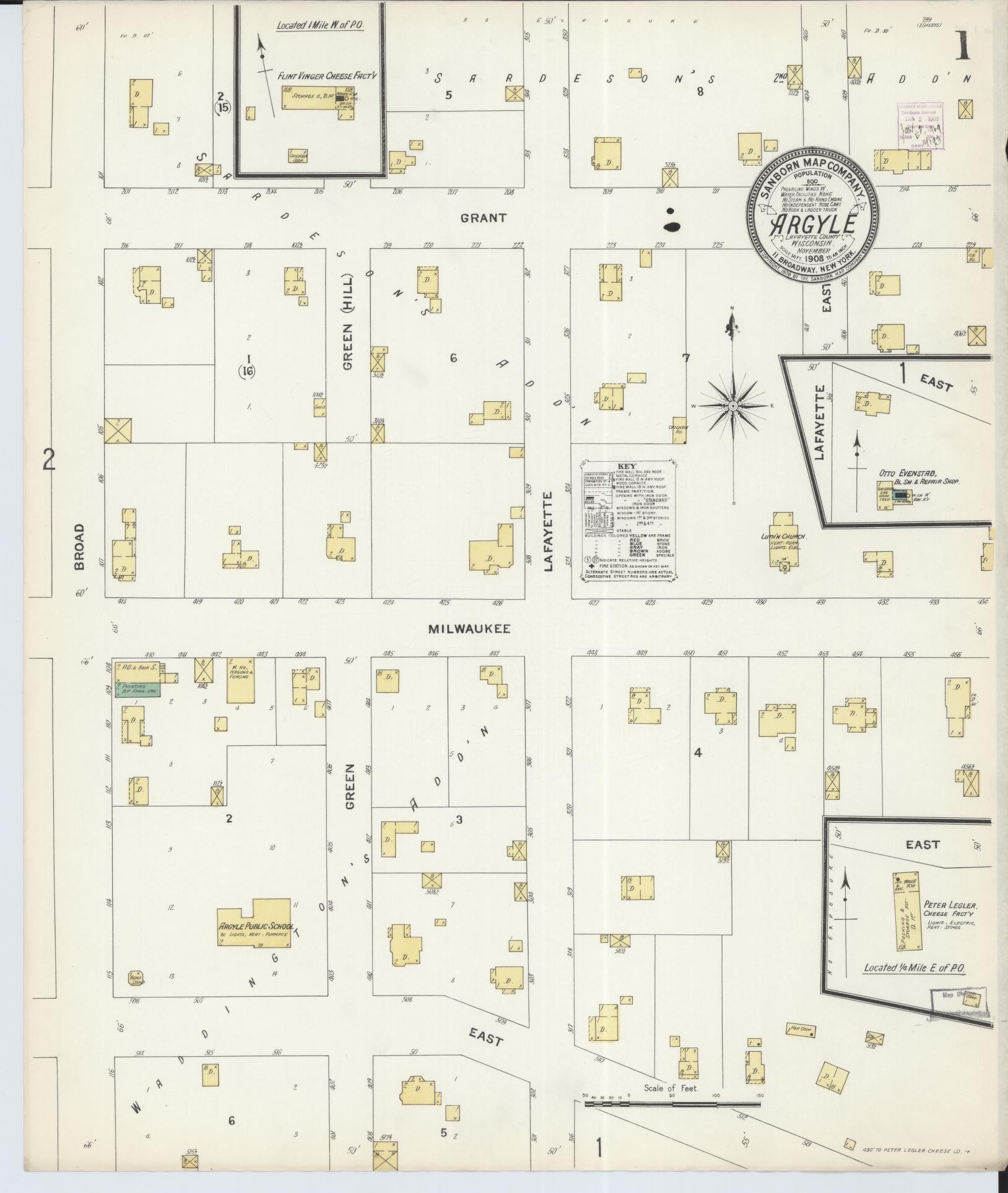 Sanborn Fire Insurance Map from Argyle, Lafayette County, Wisconsin (1908), Sheet #0001 - Complete Map Set gallery image, historic Sanborn map, vintage wall art, Wisconsin Wisconsin