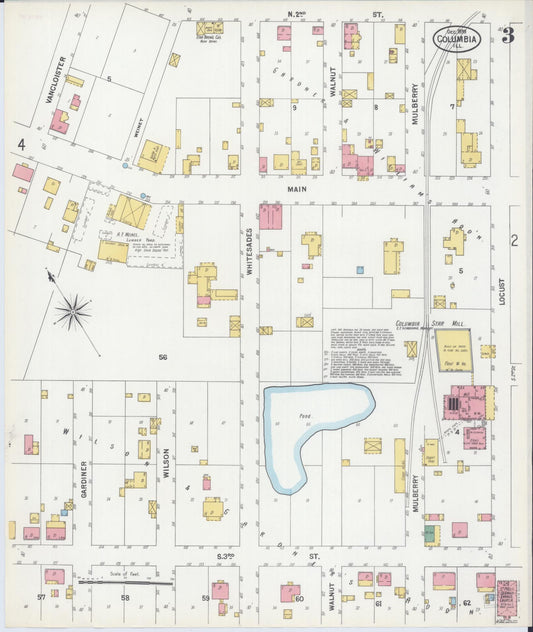 Sanborn Fire Insurance Map from Columbia, Monroe County, Illinois (1899), Sheet #0003 - Historic Sanborn Fire Insurance Map Print, vintage old map wall art, antique decor, genealogy gift, Illinois Illinois map